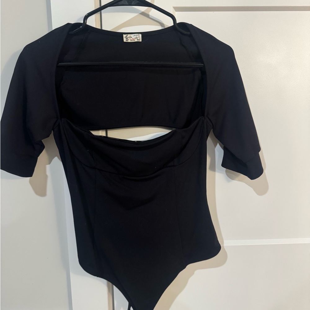 Black Bodysuit with Half Sleeves